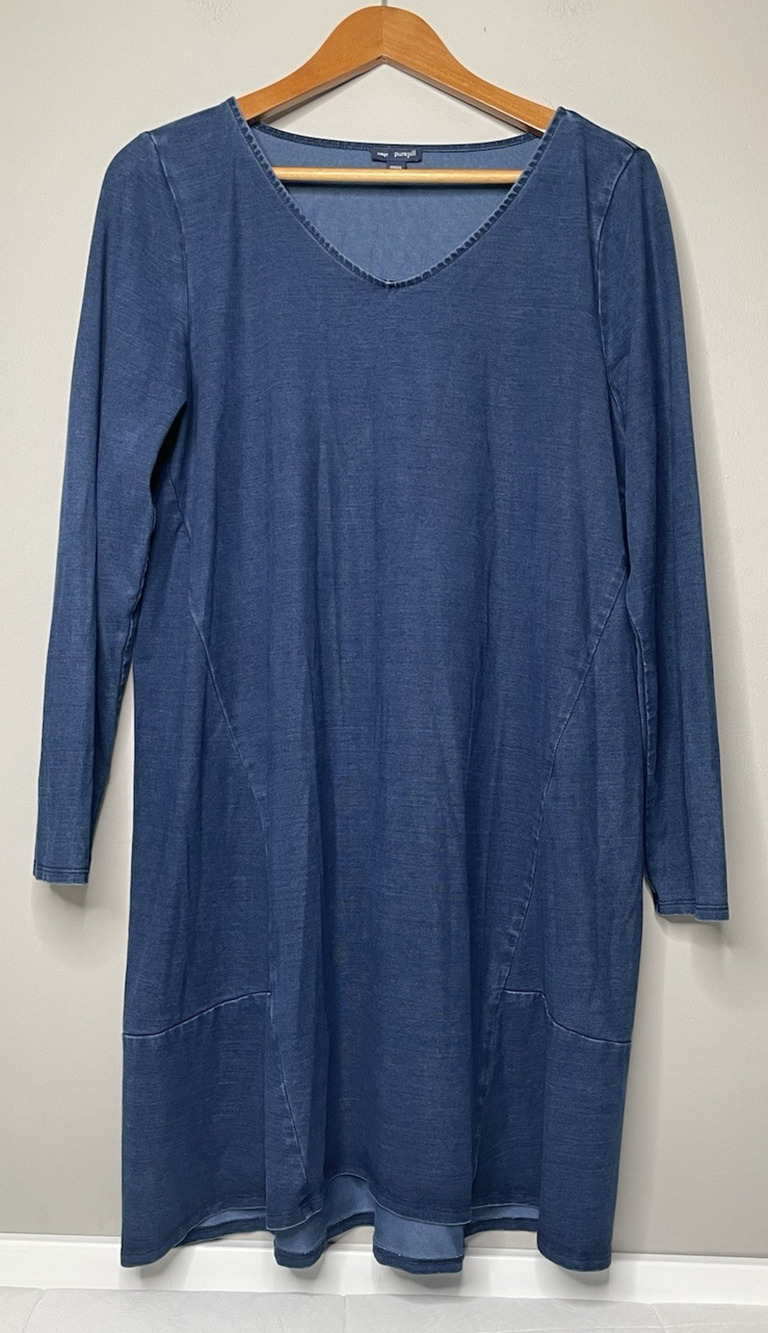 Pure Jill Indigo Lyocell Knit Dress Women’s M Blue Long Sleeve